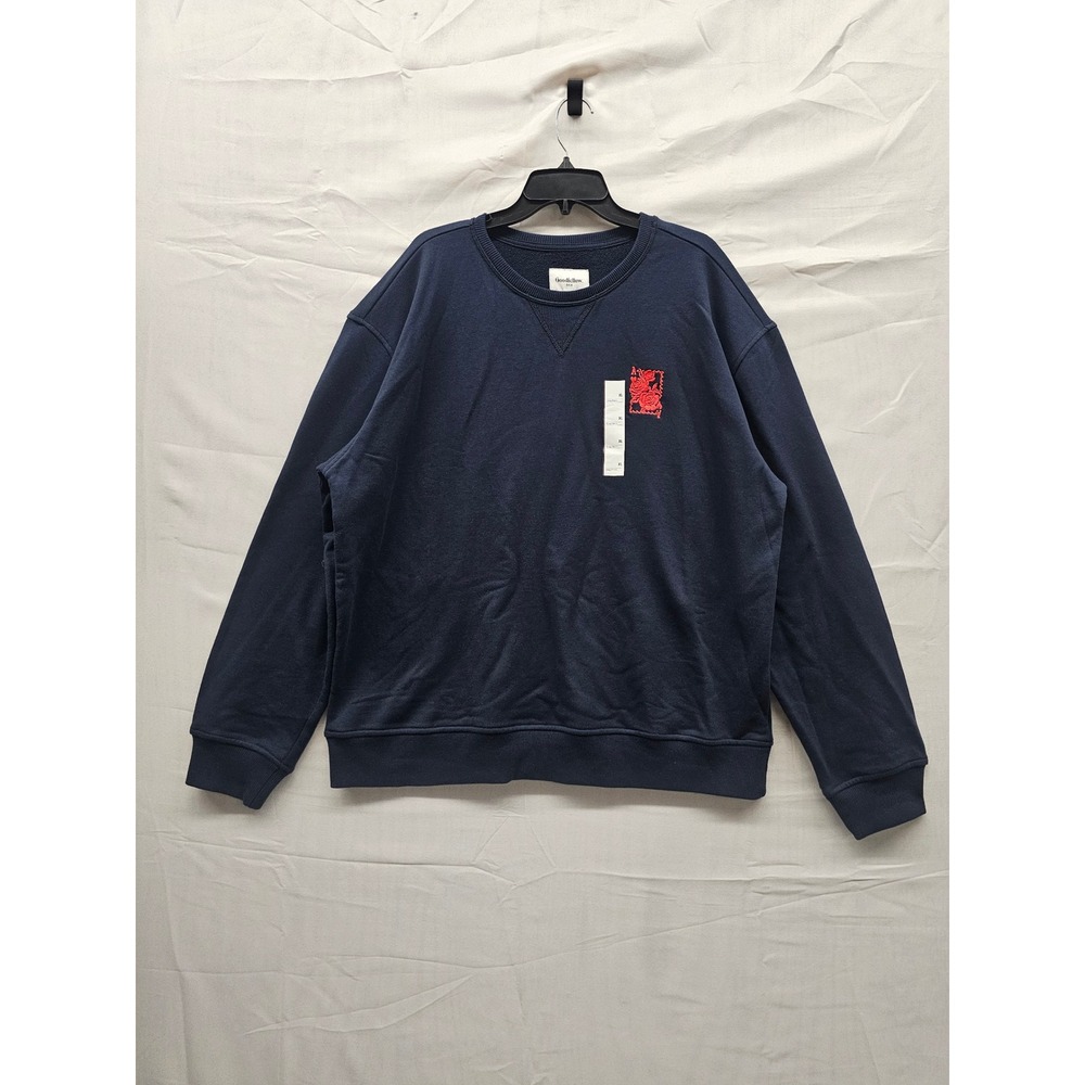 Goodfellow & Co Mens French Terry Sweatshirt Navy Blue‎ Rose Floral XL 043143209